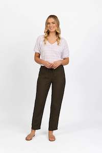 VASSALLI SLIM LEG ANKLE GRAZER PANT WITH FULL ELASTIC WAISTBAND