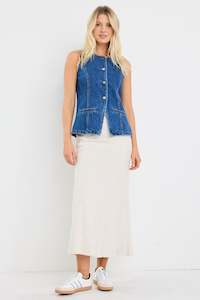 Among The Brave: AMONG THE BRAVE BASELINE DENIM VEST TOP