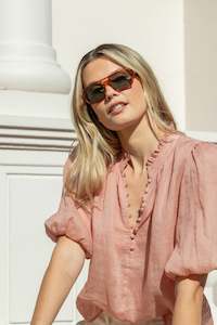 Ivy Jack: IVY + JACK CLOSURE RAMIE HIGH NECK BUTTON SS TOP