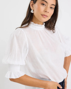 By Rosa: BY ROSA VERSE SHEER HIGH NECK SHORT SLEEVE TOP