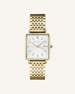 Rosefield: ROSEFIELD THE BOXY WHITE GOLD BRACELET WATCH