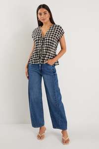 IVY + JACK NOUVEAU BLACK GINGHAM TIE FRONT VEST