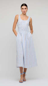 STAPLE THE LABEL MARCELLA SHIRRED MIDI DRESS