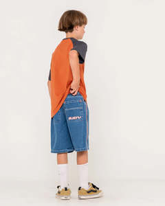 Kids: RUSTY FLIP DADDY 2.0 JORT BOYS MIDDY BLUE