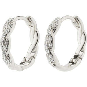 Jewellery: PILGRIM EZO TWIRLED CRYSTAL HOOPS - SILVER PLATED