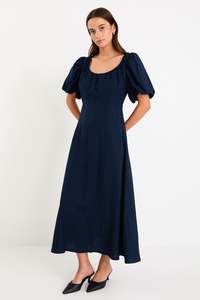 STORIES BE TOLD CHORUS PUFF SLEEVE SCOOP NECK FLOATY MAXI DRESS