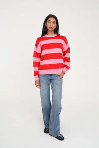 HUFFER KENZIE STRIPE KNIT CREW