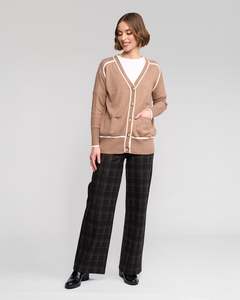 Vassalli: VASSALLI TOVA CARDI CONTRAST TRIM LONGLINE