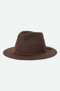 Headwear: BRIXTON WESLEY PACKABLE FEDORA - CHOCOLATE