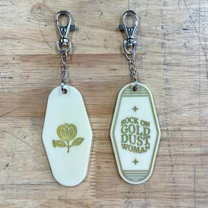 Retro motel style keyring - Gold Dust Woman