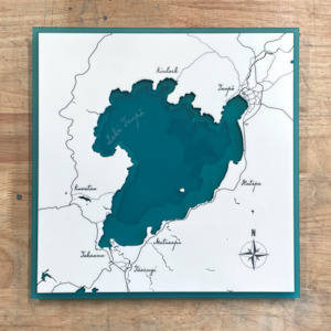 Bathymetric Coastal Map Art: Lake Taupō Map
