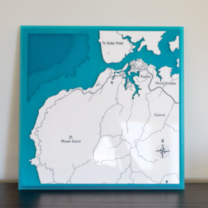 Bathymetric Coastal Map Art: Raglan map