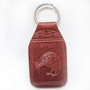 Products: Stylish Leather Key Chain with Kiwi and New Zealand Map Bowls Avenue