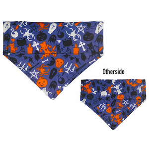 Products: Small Halloween on Blue Bandana Bow Wow Boutique NZ
