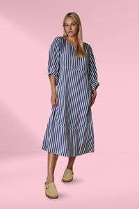 Moss: Moss Cocoon Dress Navy Stripe