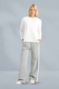 Apartment: Homelee Alpine Palazzo Pants Grey with White Velvet Ribbon