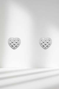 Stella and Gemma Quilted Heart Stud Earrings Stud Silver