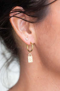 Earrings: Antler Locket Earrings Gold