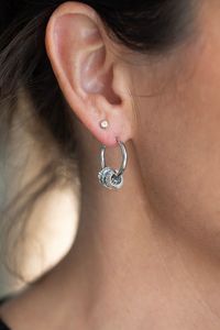 Antler Runaway Hoop Earrings with Diamante Rings Silver