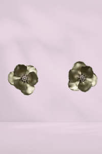 Earrings: Stella and Gemma Mini Flower Earrings Olive