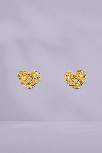 Stella and Gemma Heart Shaped Flower Earrings Gold