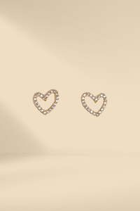 Earrings: Stella and Gemma Crystal Heart Outline Earrings Gold