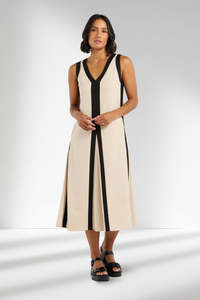 Et Alia Edie Dress Taupe Lines
