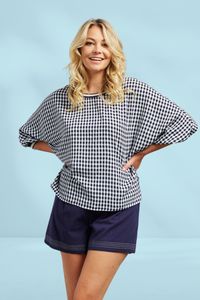 Et Alia Aroha Top Ink White Check