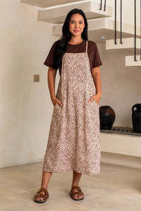 Freez Apron Dress Beige Pebble