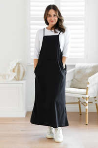 Freez Stretch Denim Apron Dress Black