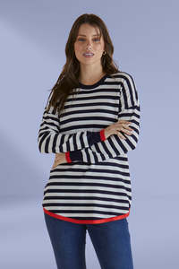 Betty Basics Sophie Knit Jumper Navy Stripe