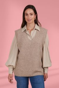 Isle of Mine Miru Knit Vest Taupe