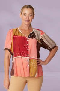 Luna Sky: Luna Sky Allena Top Coral Multi