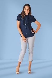 Luna Sky Stretch Cotton Pants Silver