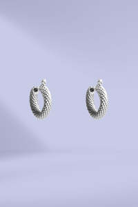 Stella Gemma: Stella and Gemma Textured Hoop Earrings Silver