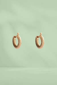 Stella and Gemma Textured Hoop Earrings Gold