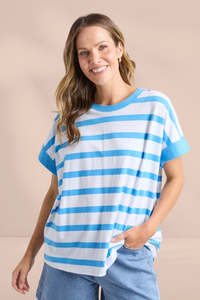 Best Sellers: Elm Maddison Tee Azure Blue and White Stripe