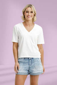 Home Lee Tees: Homelee V Neck Tee Vanilla