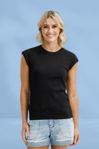 Homelee Ribbed Raglan Tee Black