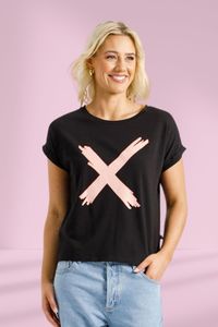 Home Lee Tees: Homelee Jackie Tee Black With Blossom Berry X