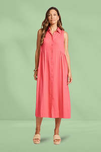 Eb and Ive Alesia Sleeveless Shirt Dress Melon