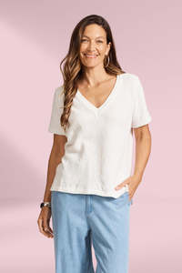 Eb and Ive Artemis V Knit Top White