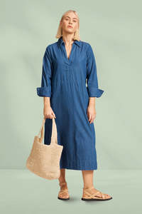 Eb and Ive Melenia Denim Collared Dress Indigo