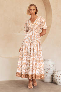 White Closet Kaitlyn Maxi Dress Peach