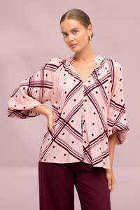 White Closet: White Closet Ambrose Long Sleeve Blouse Print