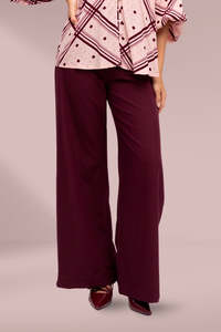White Closet: White Closet Wide Leg Pants Wine