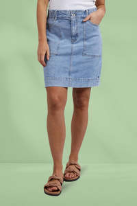 Light Summer: Elm Atlas Denim Skirt Blue