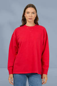 All About Eve AAE Washed Relaxed Crew Scarlet