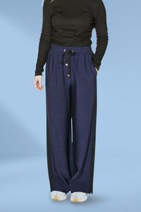 Clear Spring: Moke Indiana Wide Leg Pants Navy with Black