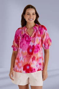 Clear Spring: Betty Basics Joanne Blouse Floral Abstract Print